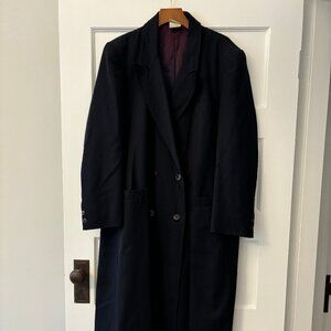VINTAGE Laura Ashley Great Britain Long Wool Navy Blue Coat, USA Size 12